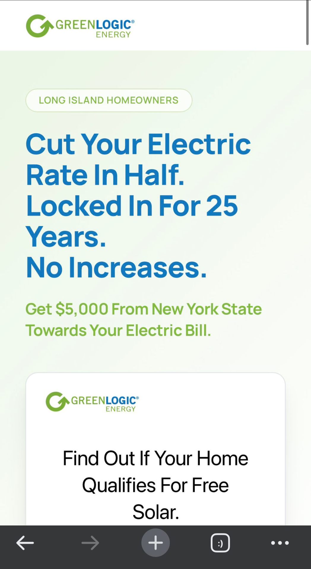 Landing page on mobile