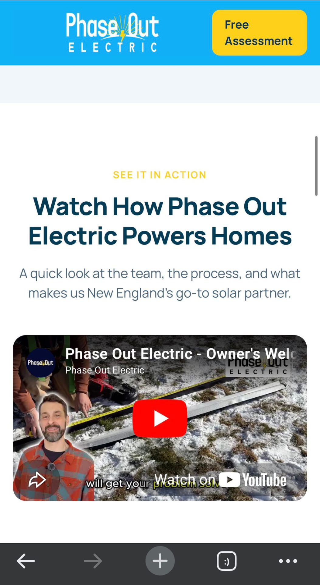 Landing page on mobile