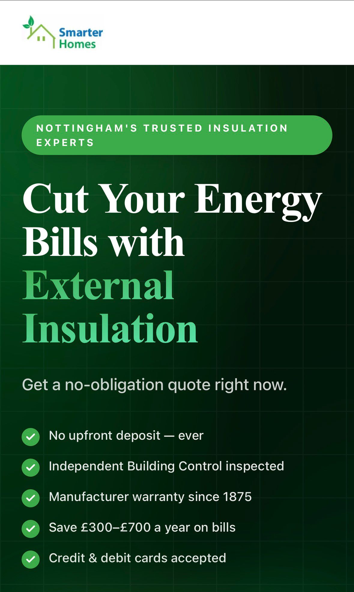 Landing page on mobile